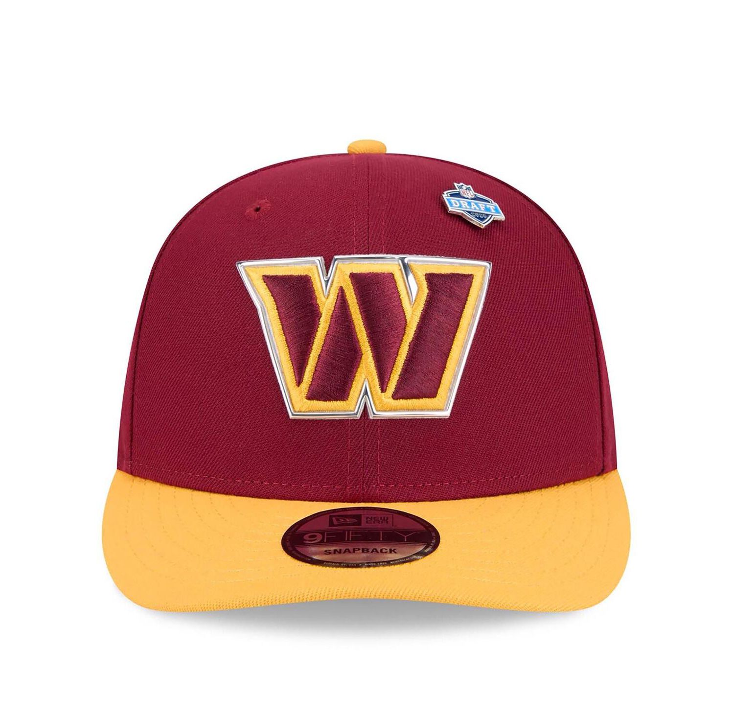 Men's Burgundy/Gold Washington Commanders 2026 NFL Draft On Stage Pre-Curved 9FIFTY Snapback Hat