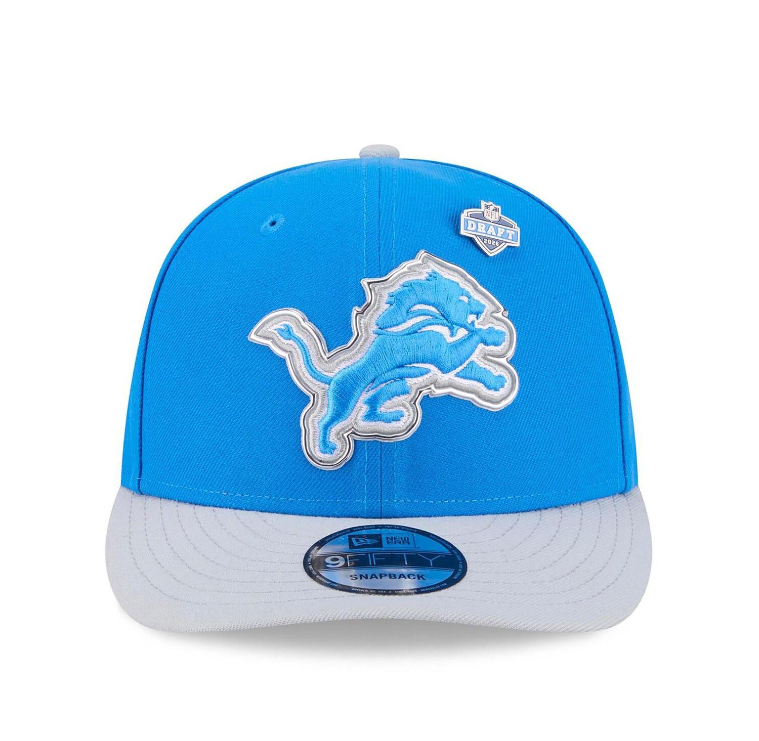Men's Blue/Silver Detroit Lions 2026 NFL Draft On Stage Pre-Curved 9FIFTY Snapback Hat