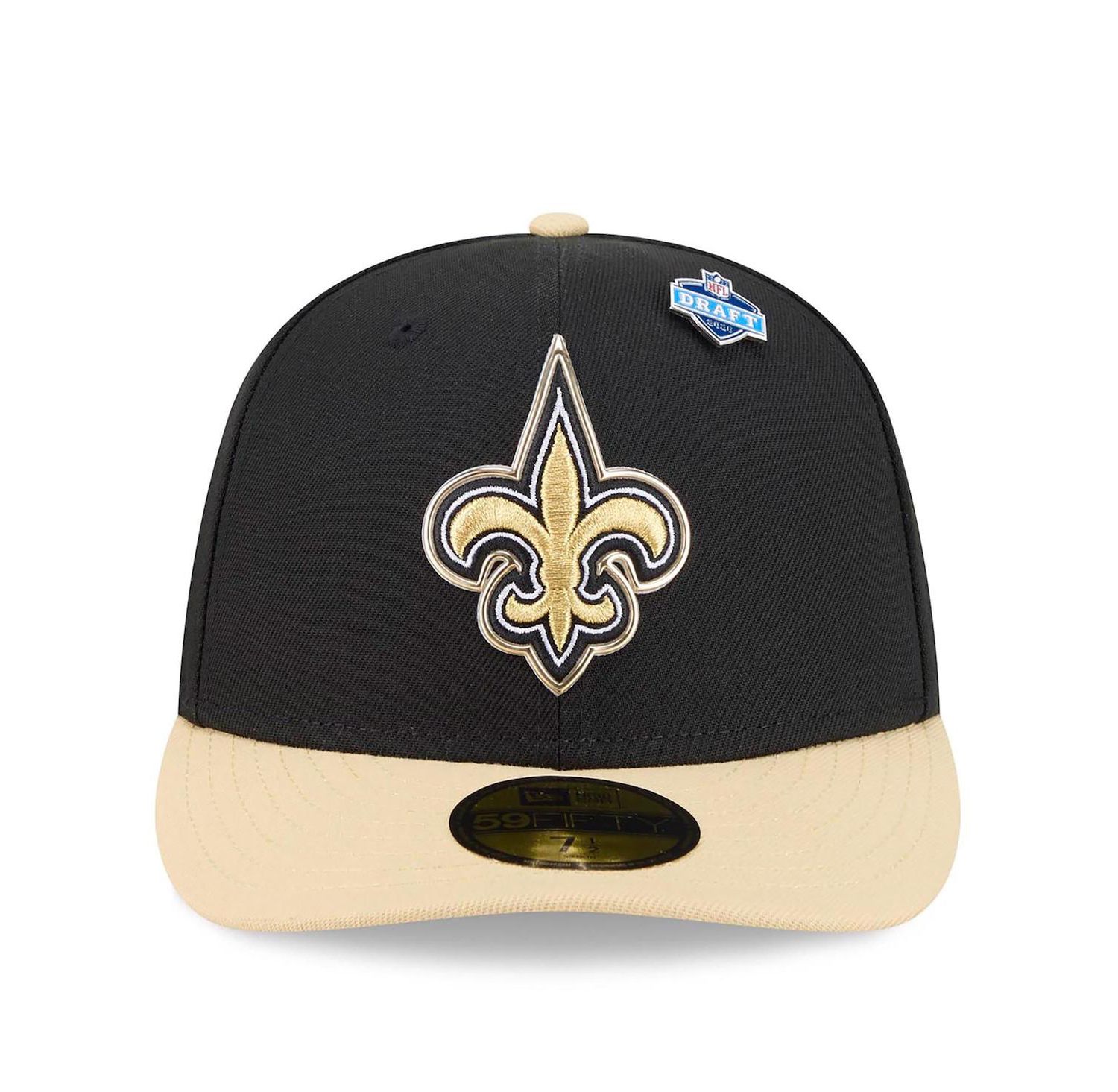 Men's Black/Gold New Orleans Saints 2026 NFL Draft Pre-Curved 59FIFTY Fitted Hat