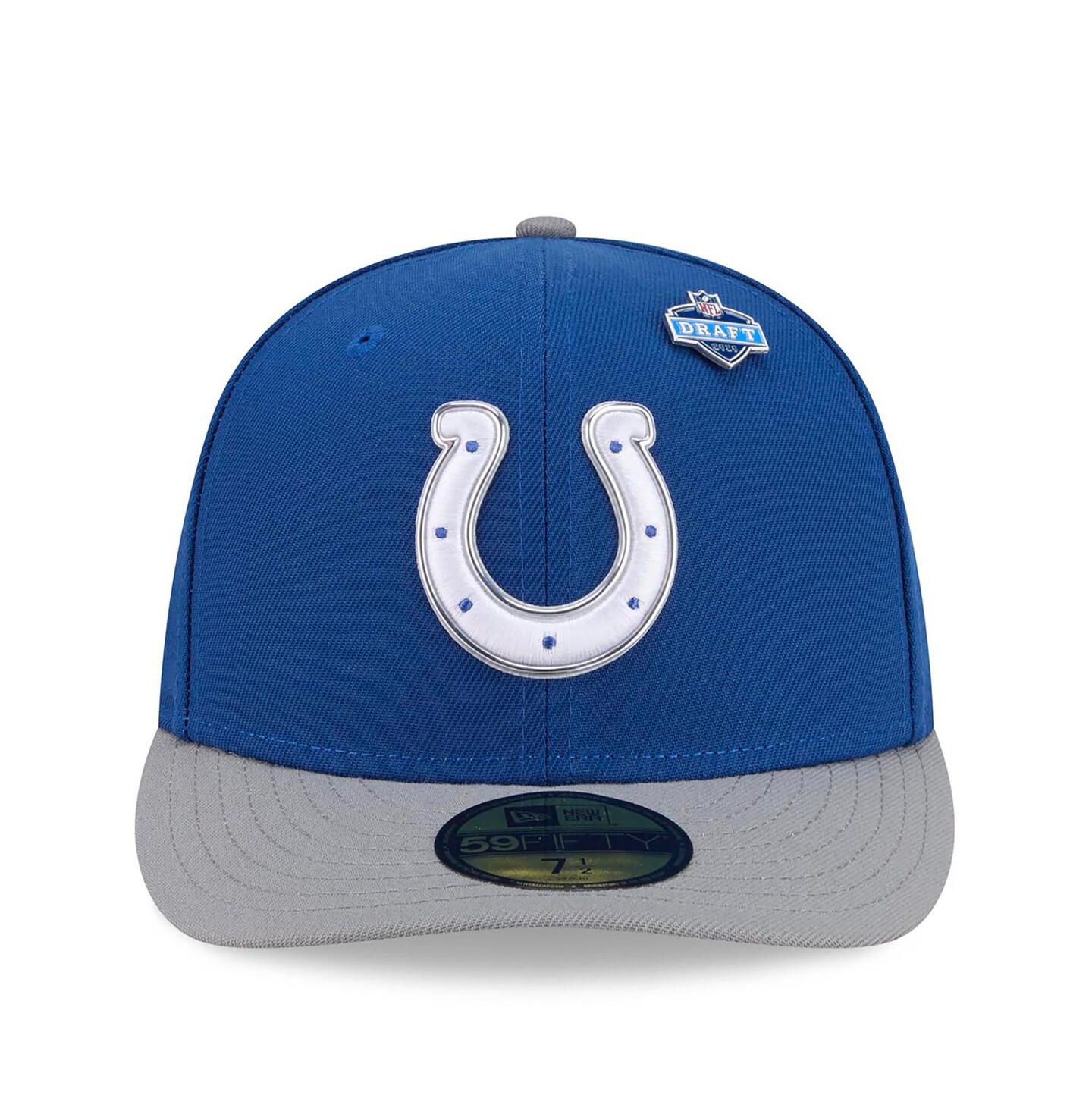 Мужская кепка New Era Royal/Gray Indianapolis Colts 2026 NFL Draft Pre-Curved 59FIFTY Fitted Hat — фото 2
