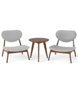 Velvet Accent Chairs Set of 2 with Round Side Table and Wood Frame