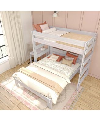 Max and Lily Farmhouse L-Shaped Bunk Bed with Desk