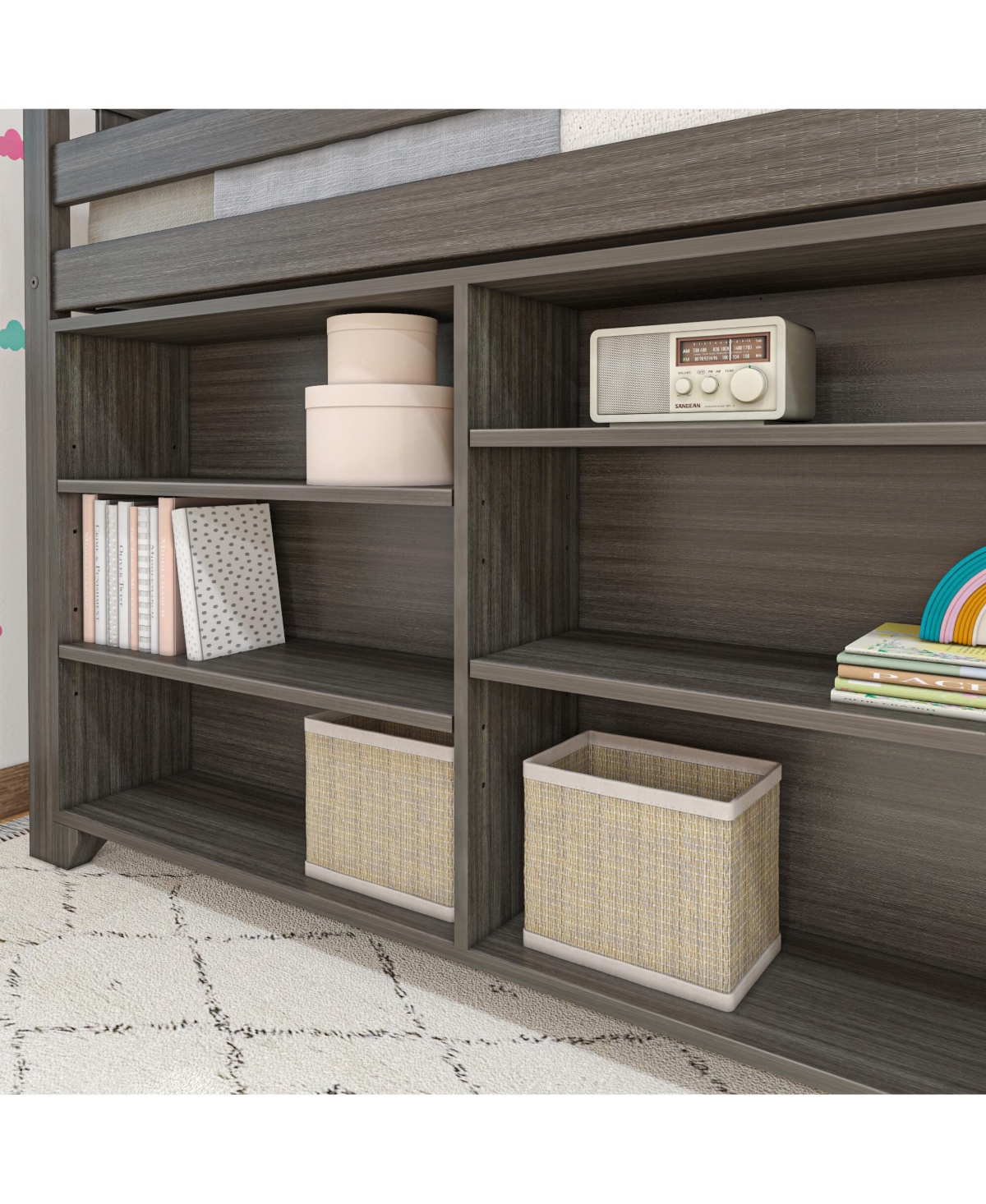 Max & Lily Low Loft With 3-Shelf Bookcase and 6-Shelf