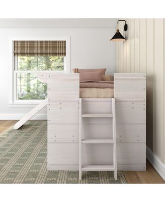 Max and Lily Farmhouse Twin Low Loft with Slide