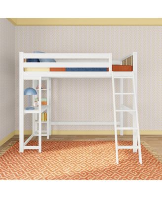 Max and Lily Scandinavian High Loft w/ Side Desk and Shelves