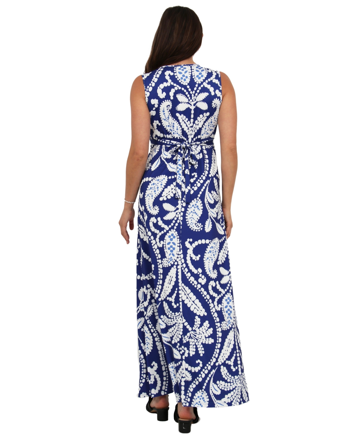 24seven Comfort Apparel Women's Abstract Print Maxi Dress