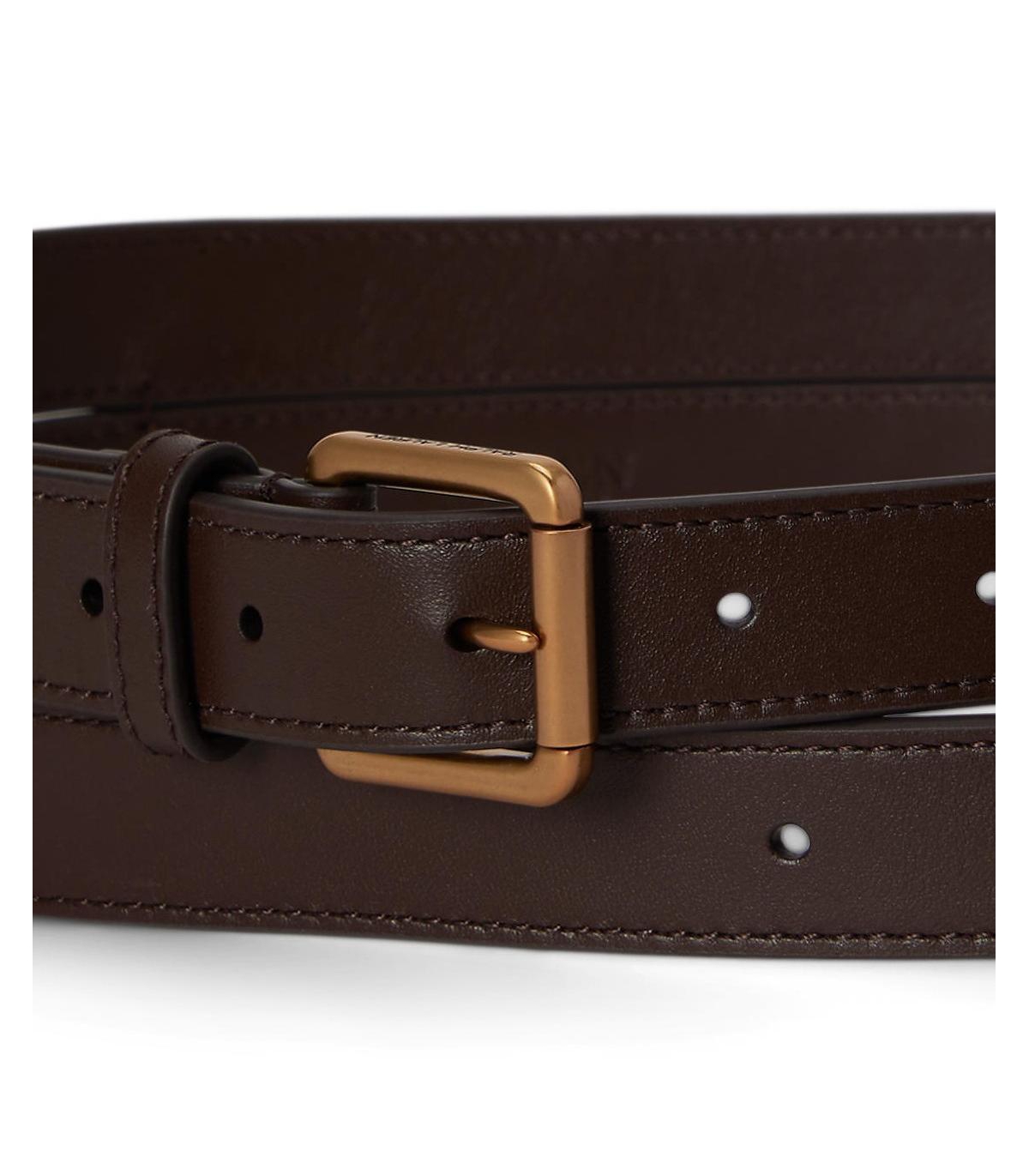 Lauren Ralph Women's Leather Double-Buckle Stacked Wide Belt