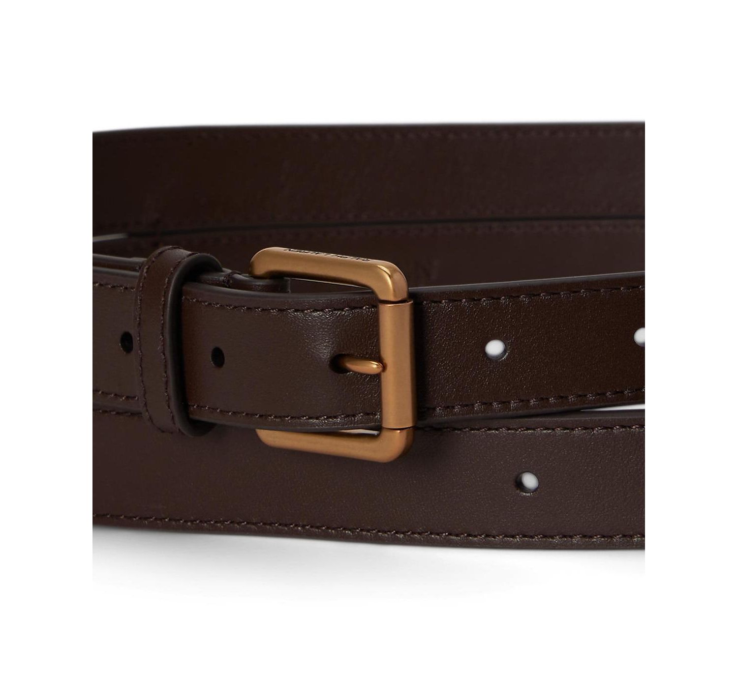 Women's Leather Double-Buckle Stacked Wide Belt