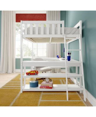Max and Lily Classic Full High Loft with Wraparound Desk