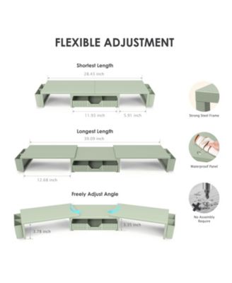 Monitor Stand Riser Drawer Pen Holder Metal Desk Organizer