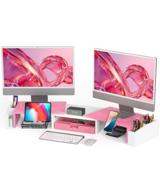 Desk Dual Monitor Stand Riser Drawer desktop organizer