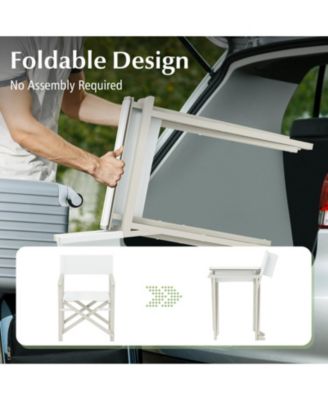 Folding Acacia Wood Director Chair with Washable Fabric Seat