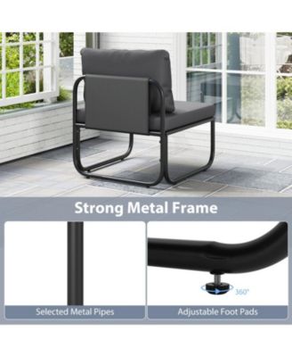 Outdoor Low-Profile Patio Chairs Set of 2 with Removable Cushions