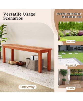 47-inch Solid Wood Patio Bench with Slatted Seat, 2-Person