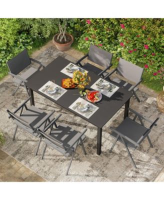Outdoor Patio Dining Chairs Set of 4 with Breathable Fabric Seat
