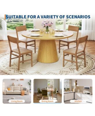 43" Round Dining Table for 4-6 People, Wooden Dining Room Table with Pedestal Base, Dining Room, Living Room