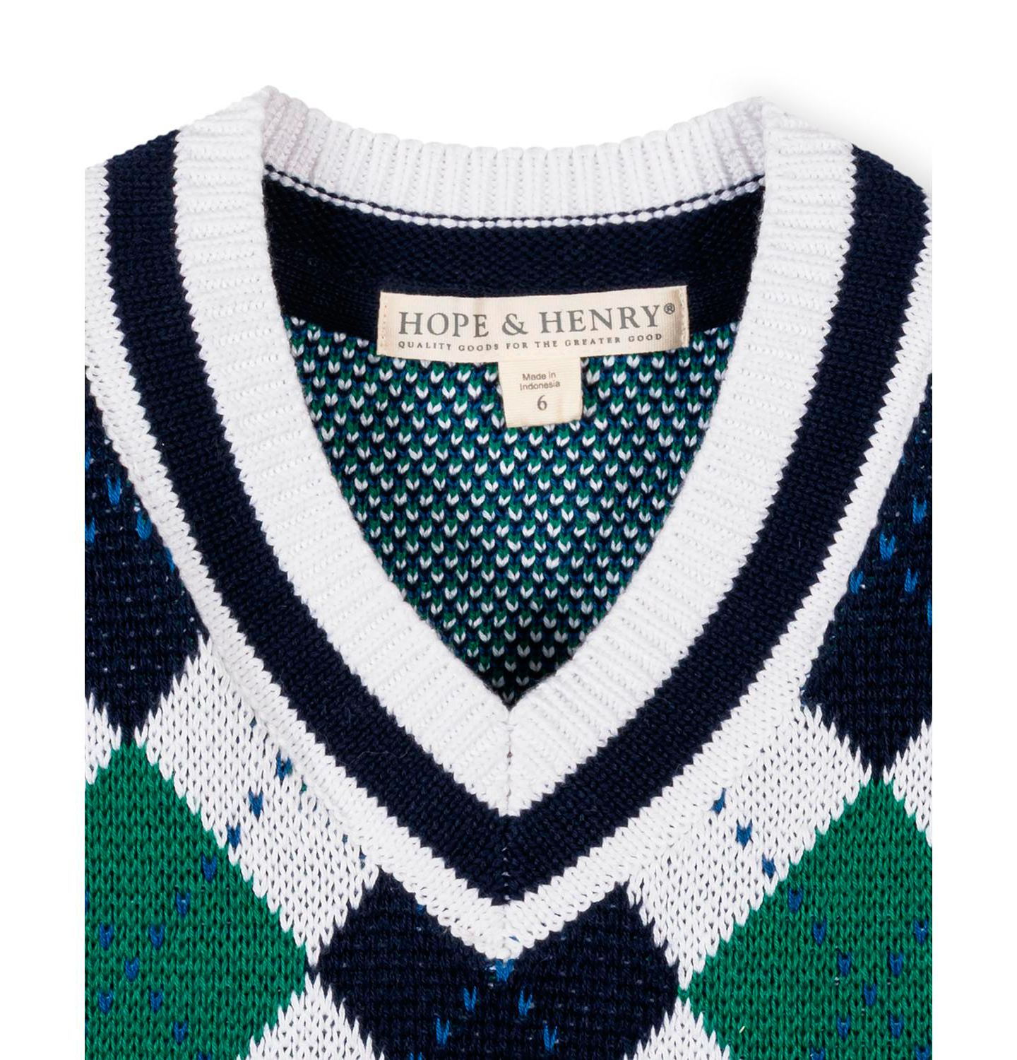 Жилет Hope & Henry Organic V-Neck Argyle Sweater Vest для мальчиков-малышей, цвет: С ромбами — фото 5