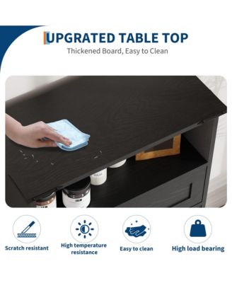 Farmhouse Bathroom Storage Cabinet - Wooden Furniture with Doors, Drawers and Adjustable Shelf - Rustic Organizer for Kitchen, Laundry