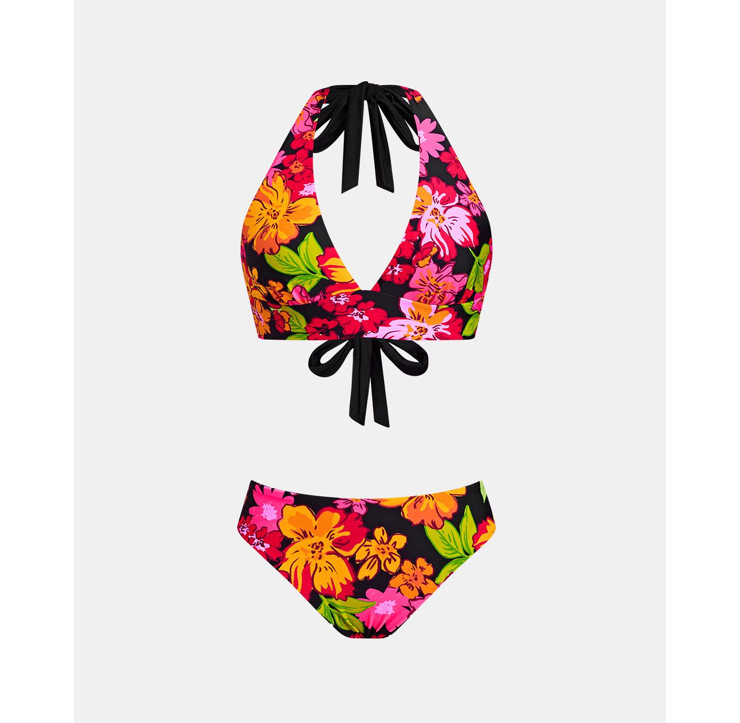 Women's V-Neck Halter Reversible Bikini Set
