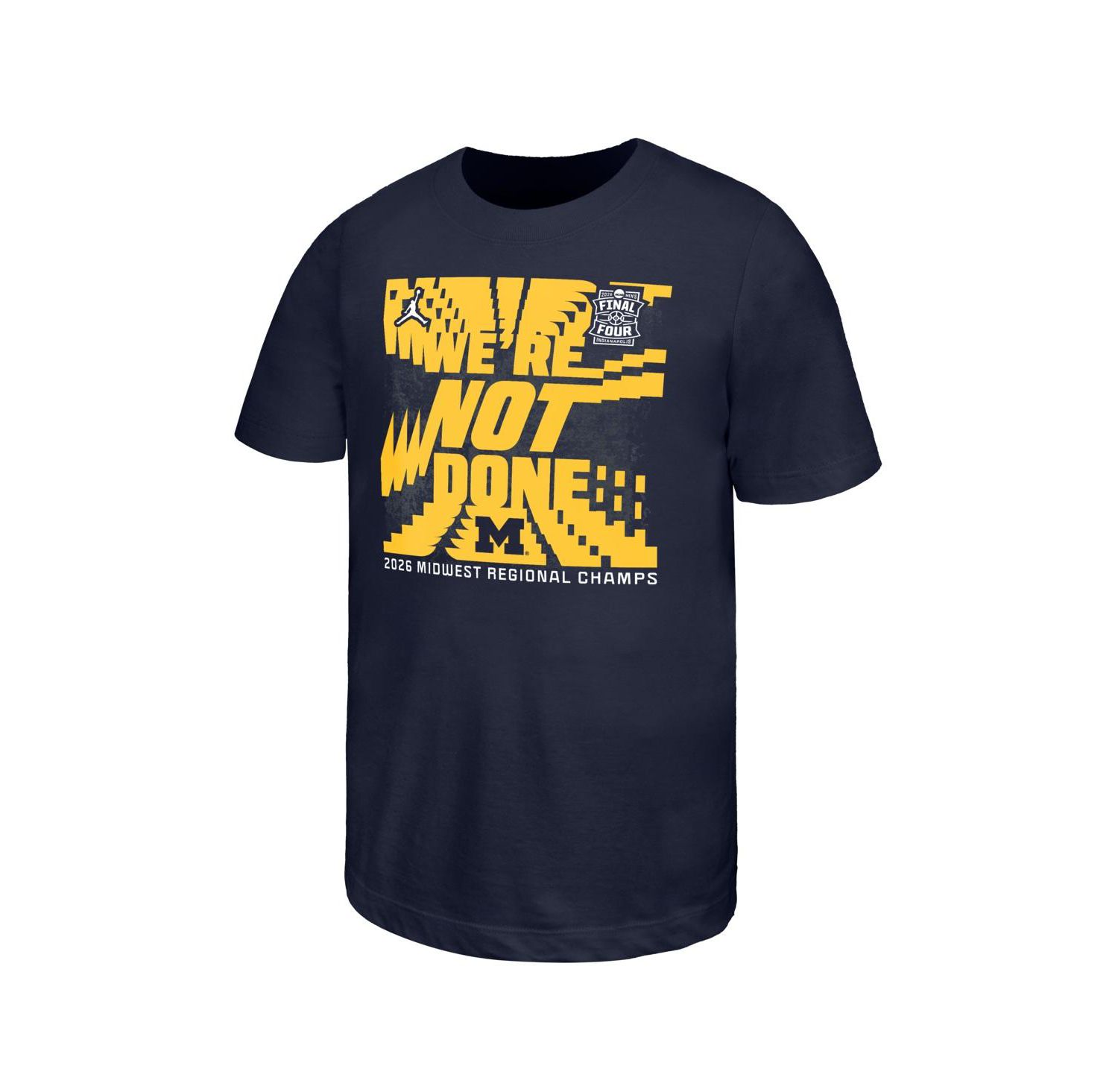 Big Boys and Girls Navy Michigan Wolverines 2026 NCAA Men's Basketball Tournament March Madness Final Four T-Shirt