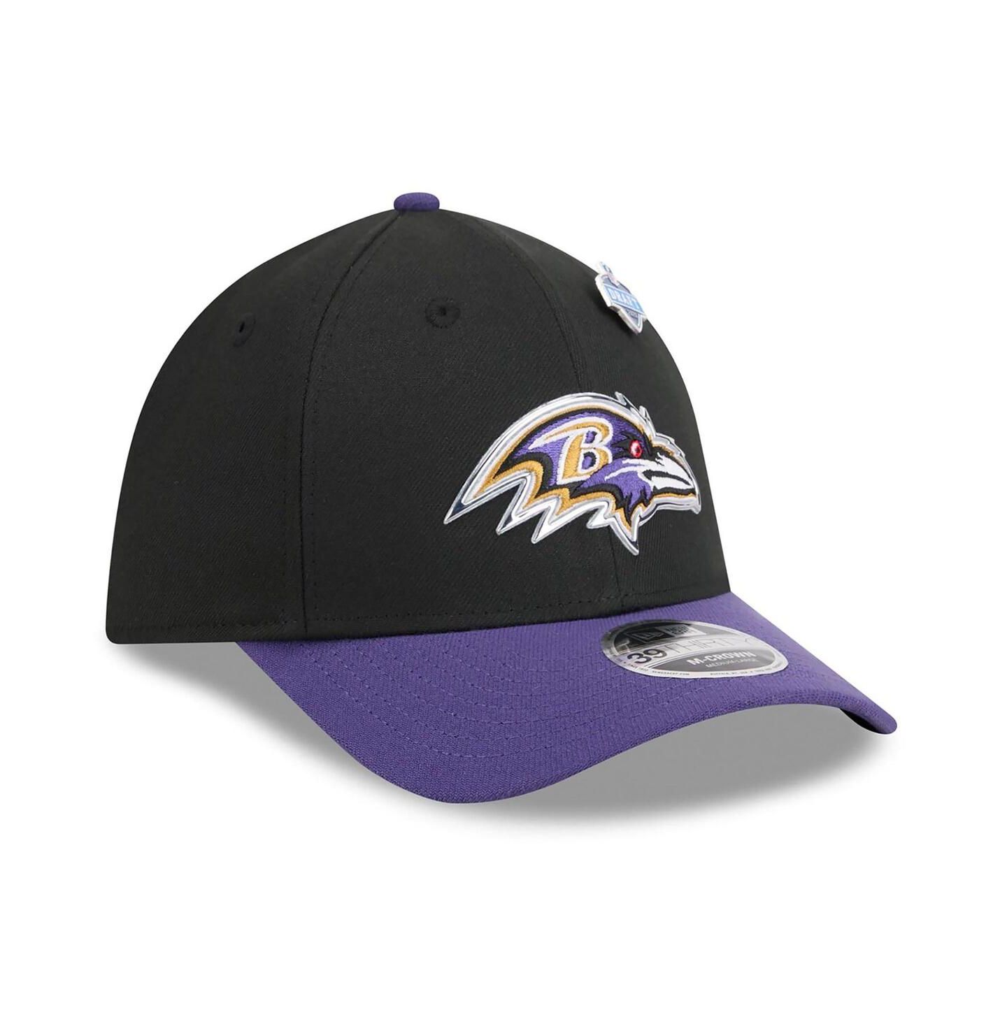 Мужская кепка New Era Black/Purple Baltimore Ravens 2026 NFL Draft 39THIRTY M-Crown Flex Hat — фото 3