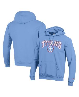 Men's Light Blue Tennessee Titans Powerblend Arch over Logo Hoodie
