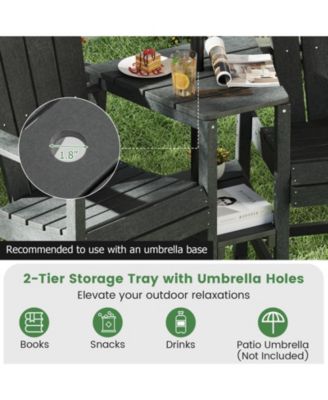 Two Seat Adirondack Chair with Connecting Tray for Outdoor Use