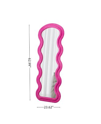 Full Length Wave Floor Mirror Flannel Design with Stand for Bedroom Living Room Hanging or Wall Leaning