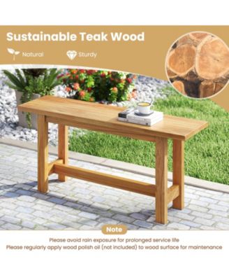 Outdoor Teak Wood Bench for Porch Backyard and Poolside