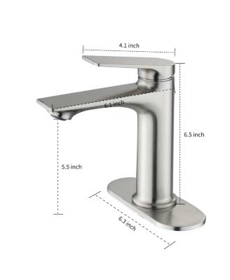 Brushed Nickel Single Handle Bathroom Faucet with Deck Plate Modern Vanity Sink Faucet Easy Control Durable Finish