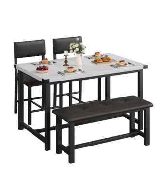4-Piece Industrial Rustic Dining Set with Bench