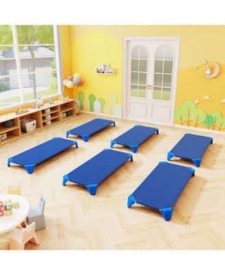 52 Inch Kids Stackable Daycare Cots 6 Pack Portable Nap Beds