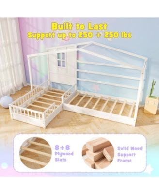 Twin Kids House Bed Frame with Safety Guardrails