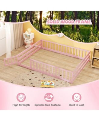 Full Kids House Bed Frame with Safety Guardrails