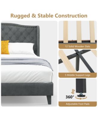 Full Velvet Upholstered Bed Frame with Tufted Headboard