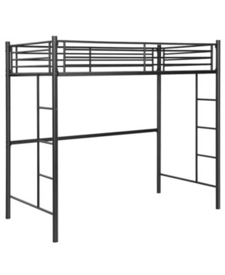 Steel Twin Loft Bed with Dual Ladders and Full-Length Guardrail