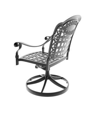 Patio Cast Aluminum Swivel Dining Chairs with Cushions, Set of 2