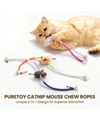 3 Pack Cat Chew Ropes with Cat Herb Filling Rats, Strong Braided Ropes and Gall Fruits, Natural Stimulation for Cats