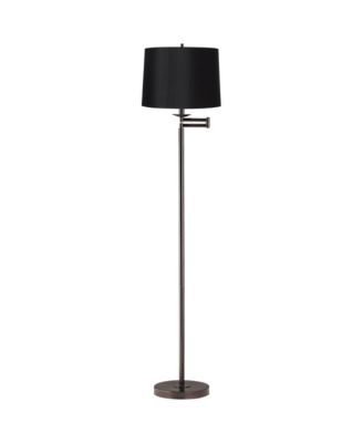 Modern Swing Arm Floor Lamp 60.5" Tall Hardback Drum Shade for Living Room Reading Bedroom Office
