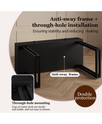 Modern Makeup Vanity Desk with Mirror and LED Lights - 3 Lighting Modes, Adjustable Brightness, 2 Storage Drawers, Sturdy Bedroom Furniture