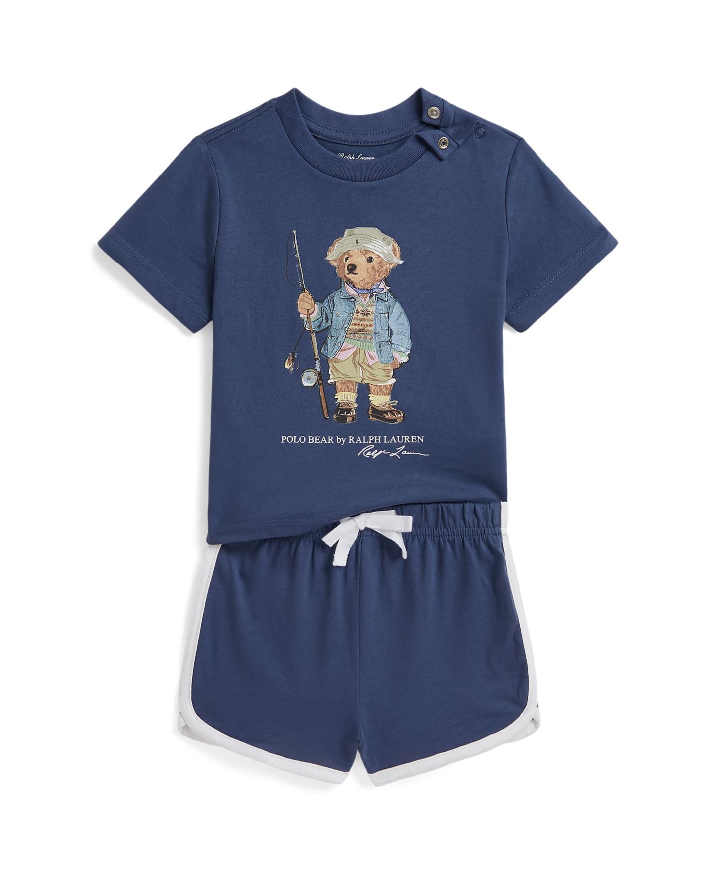 Комплект для мальчика Polo Ralph Lauren Polo Bear: футболка с принтом и шорты, 2 предмета, цвет: Королевский синий — фото 1