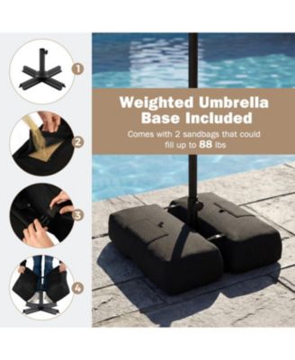 Outdoor Patio Umbrella with Stable Weighted Base and Sandbag Anchors