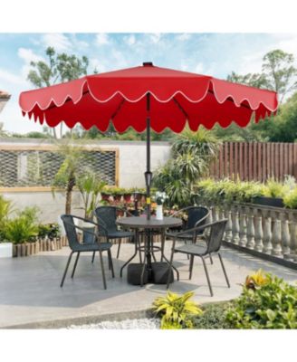 Patio Umbrella with Solar LED Lights and Heavy Duty Weighted Base