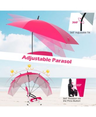 Two Pack Beach Umbrella Chairs with Adjustable Parasol