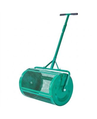 Compost Spreader, 24 inches Wide with Adjustable Height, Powder-Coated Steel Roller