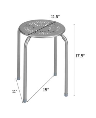 Stackable Round Metal Stools Set of 6 with Daisy Cutout Design