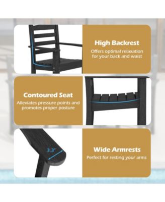 Set of 2 HDPE All-Weather Patio Dining Chairs with Wide Armrests