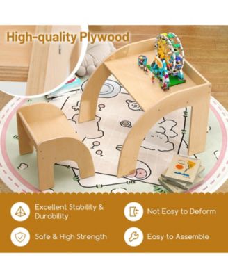 Kids Table and Chair Set with Wide Tabletop and Curved Edges