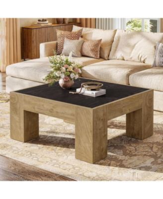 Square Coffee Tables for Living Room, 31.5'' Farmhouse Wooden Center Table with Sturdy Legs, Rustic Small Cocktail Tea Accent Furniture