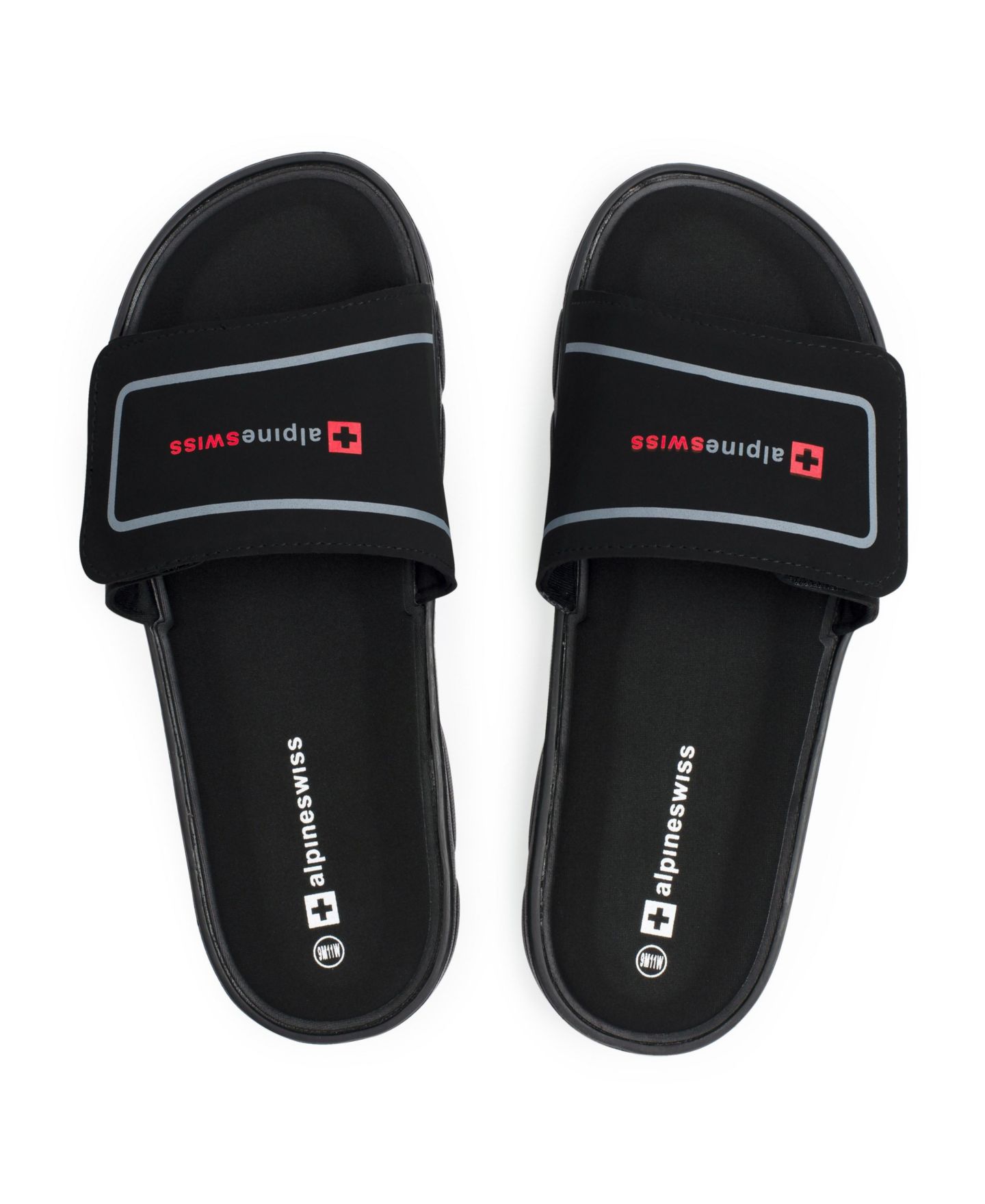 Мужские сандалии Alpine Swiss Gabe Cloud Slide Sandals For Men Shock-Absorbing Foam Insole With Arch Support Adjustable Strap Waterproof Anti-Slip Recovery, цвет: Чёрный — фото 8
